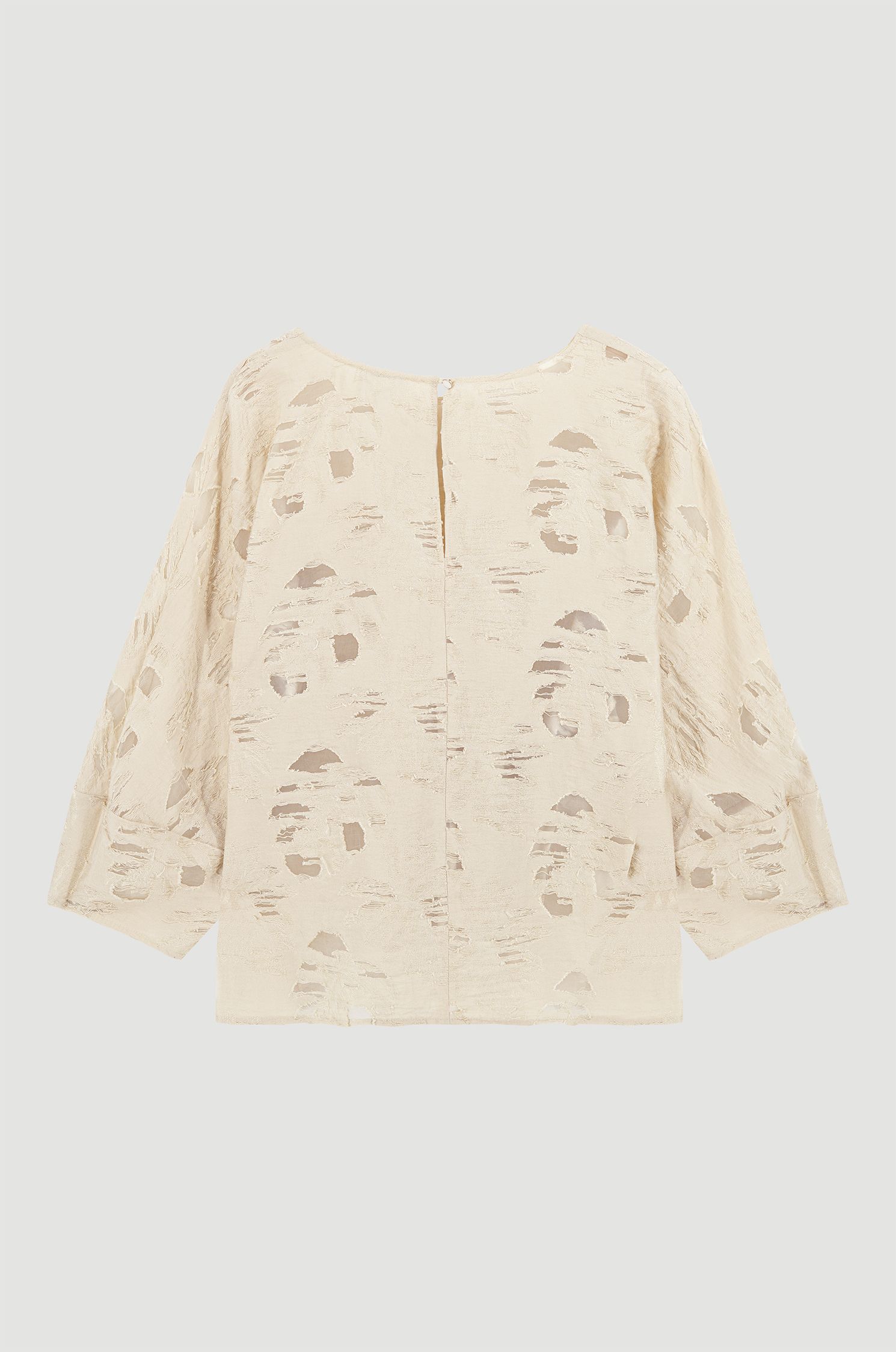 Żakardowa bluzka w kolorze ecru Solar Obraz 6