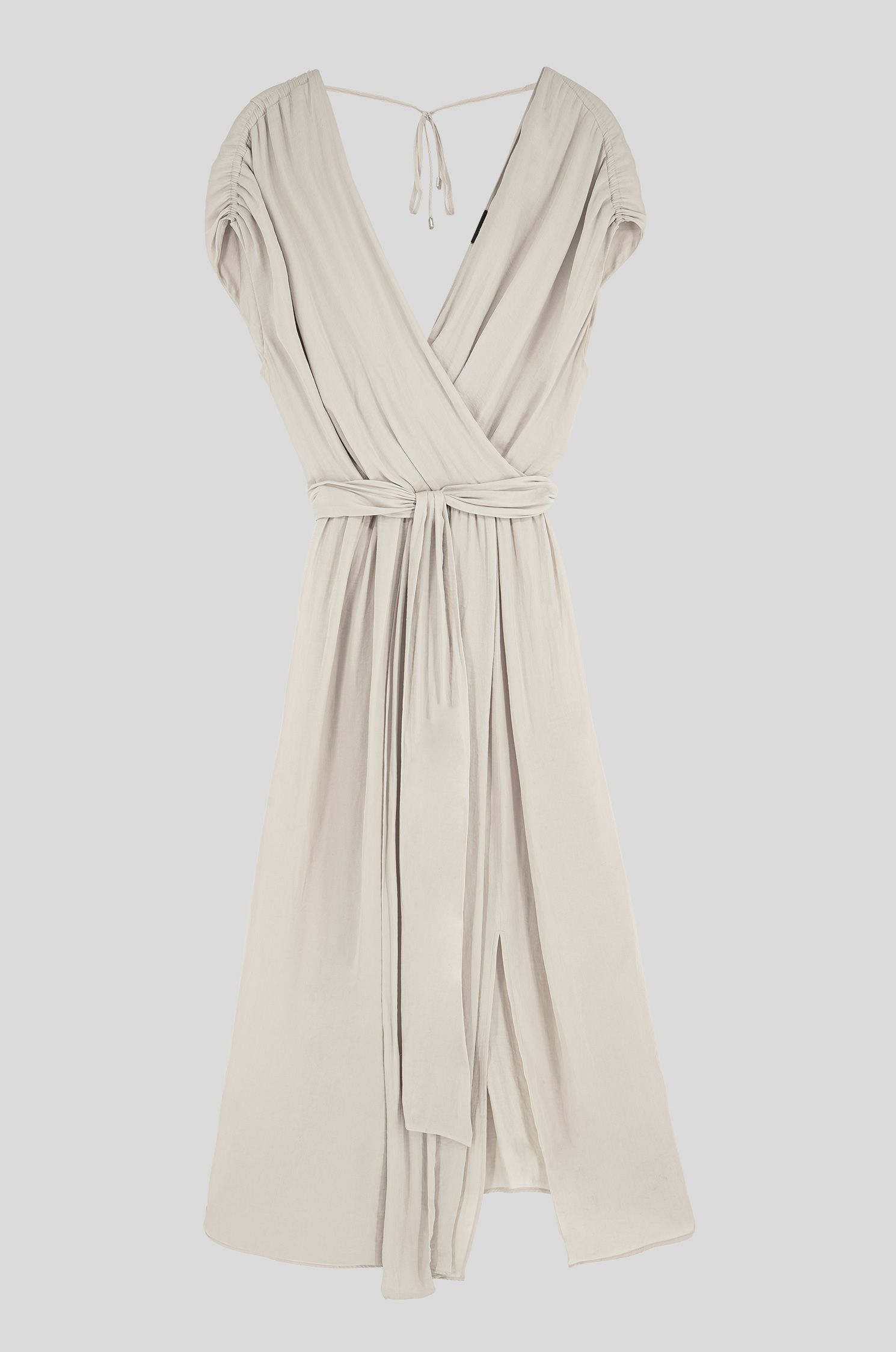 Sukienka w kolorze ecru z wiązaniem Solar Obraz 3