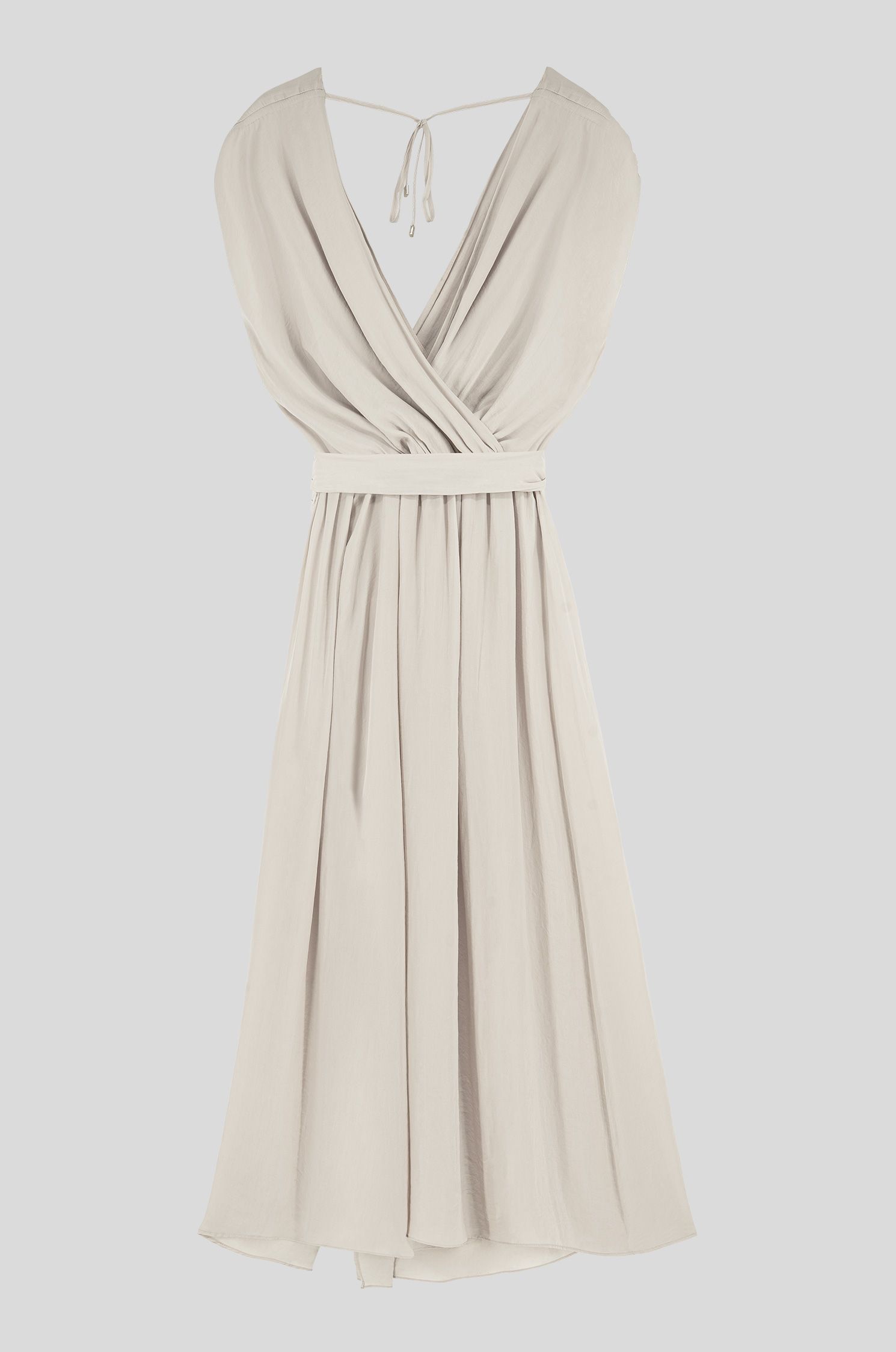 Sukienka w kolorze ecru z wiązaniem Solar Obraz 4