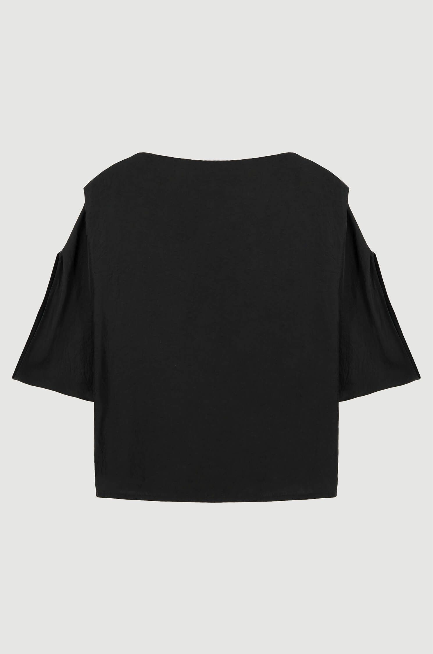 Satynowa czarna bluzka Solar Obraz 5