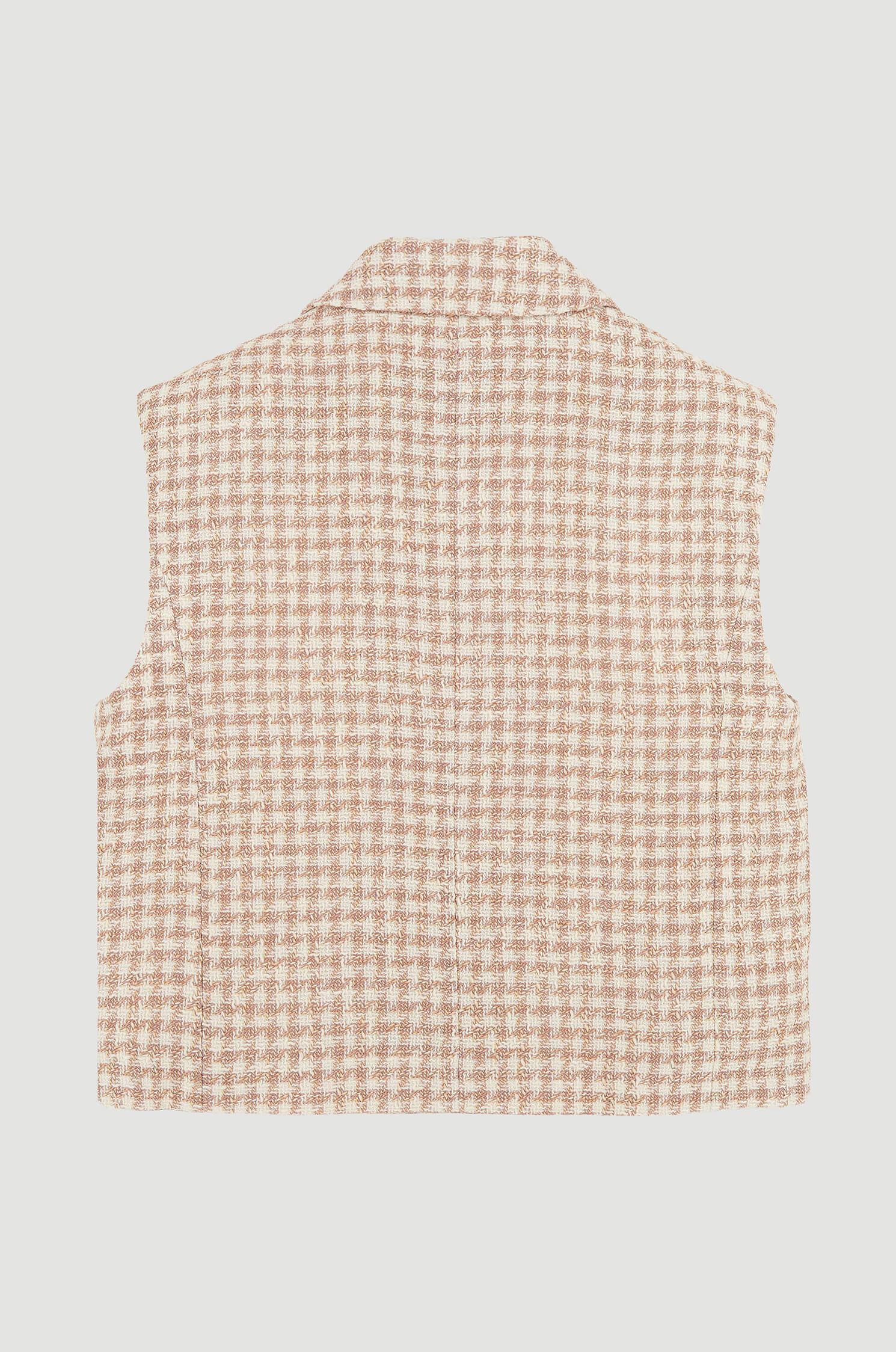 Żakardowa kamizelka w jasnoróżową kratę Solar Obraz 4