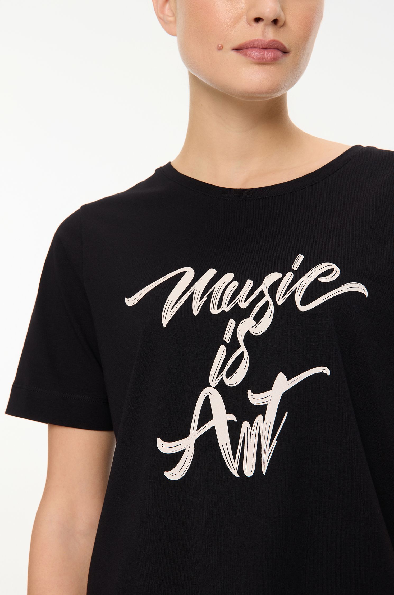 Bawełniana bluzka z napisem "music is art" Solar Obraz 3