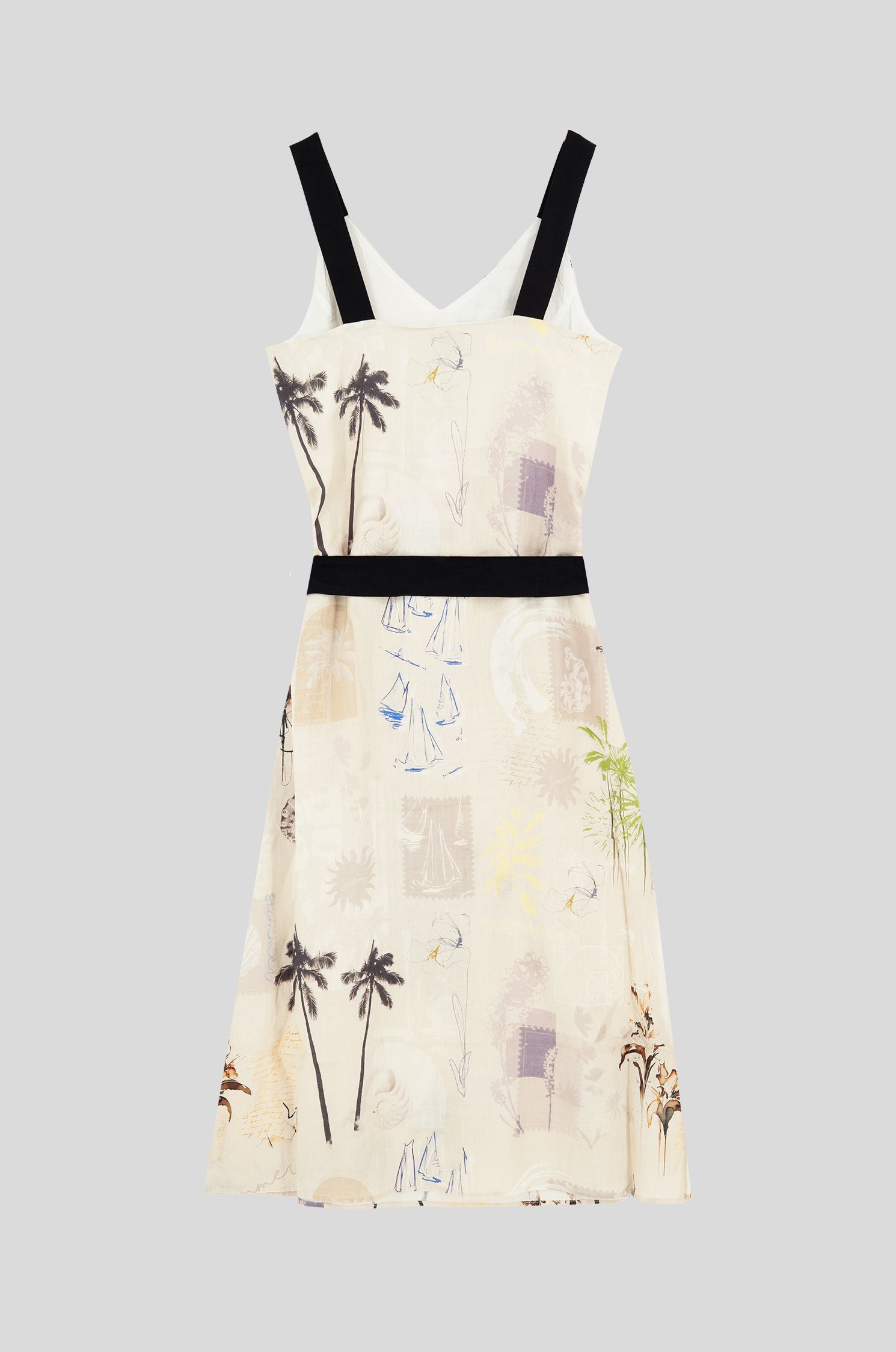 Lniana sukienka midi z paskiem Solar Obraz 5