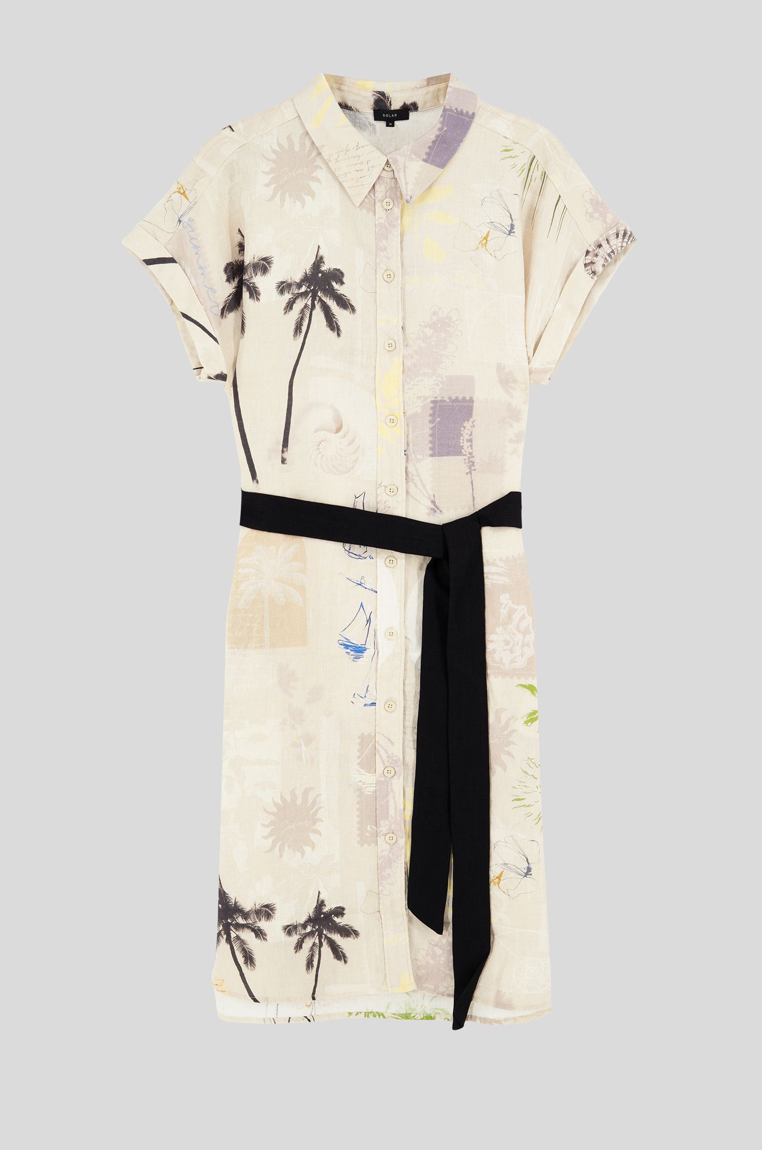 Lniana sukienka z letnim printem Solar Obraz 4