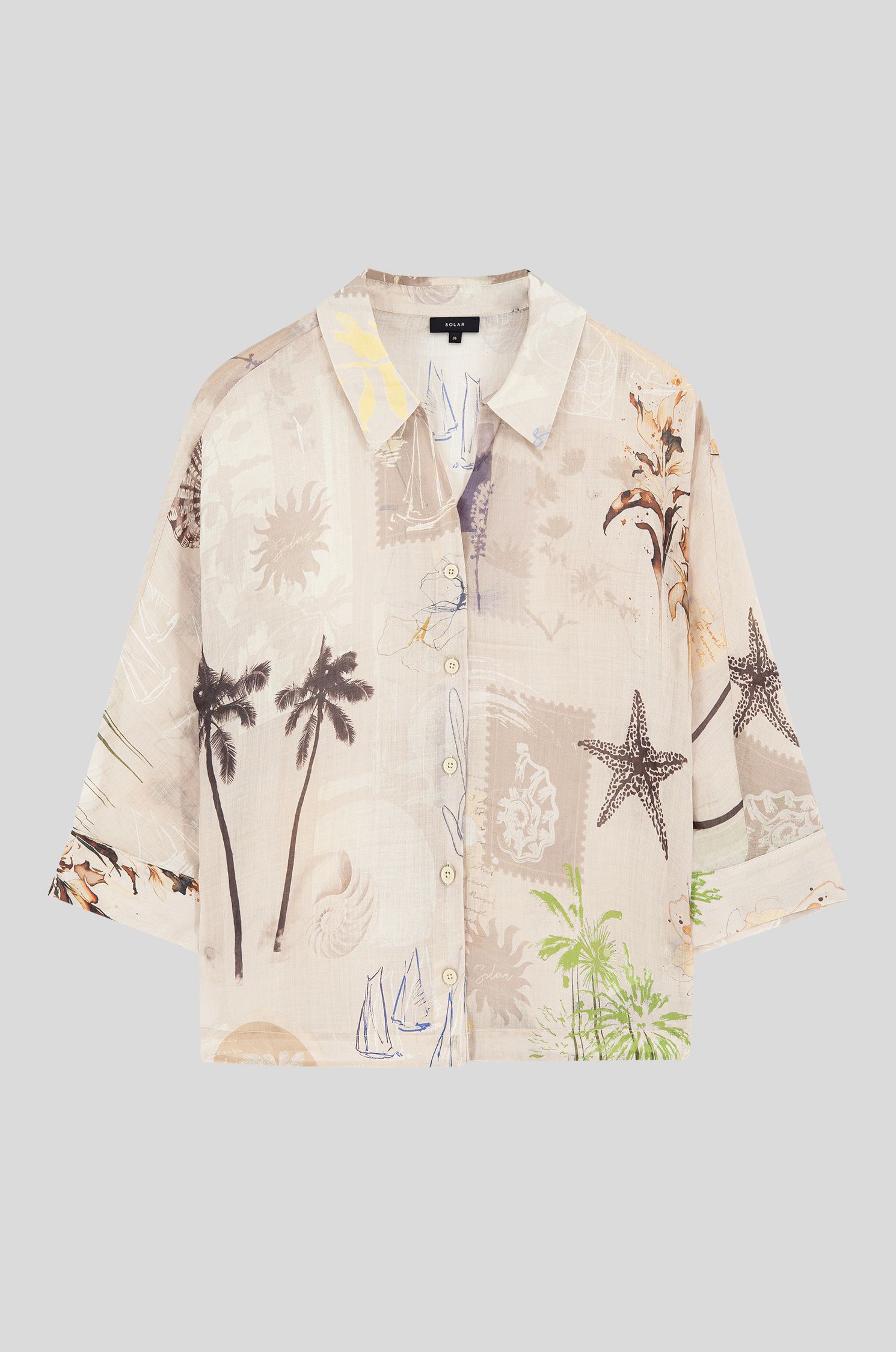 Koszula z ramii z letnim printem Solar Obraz 4