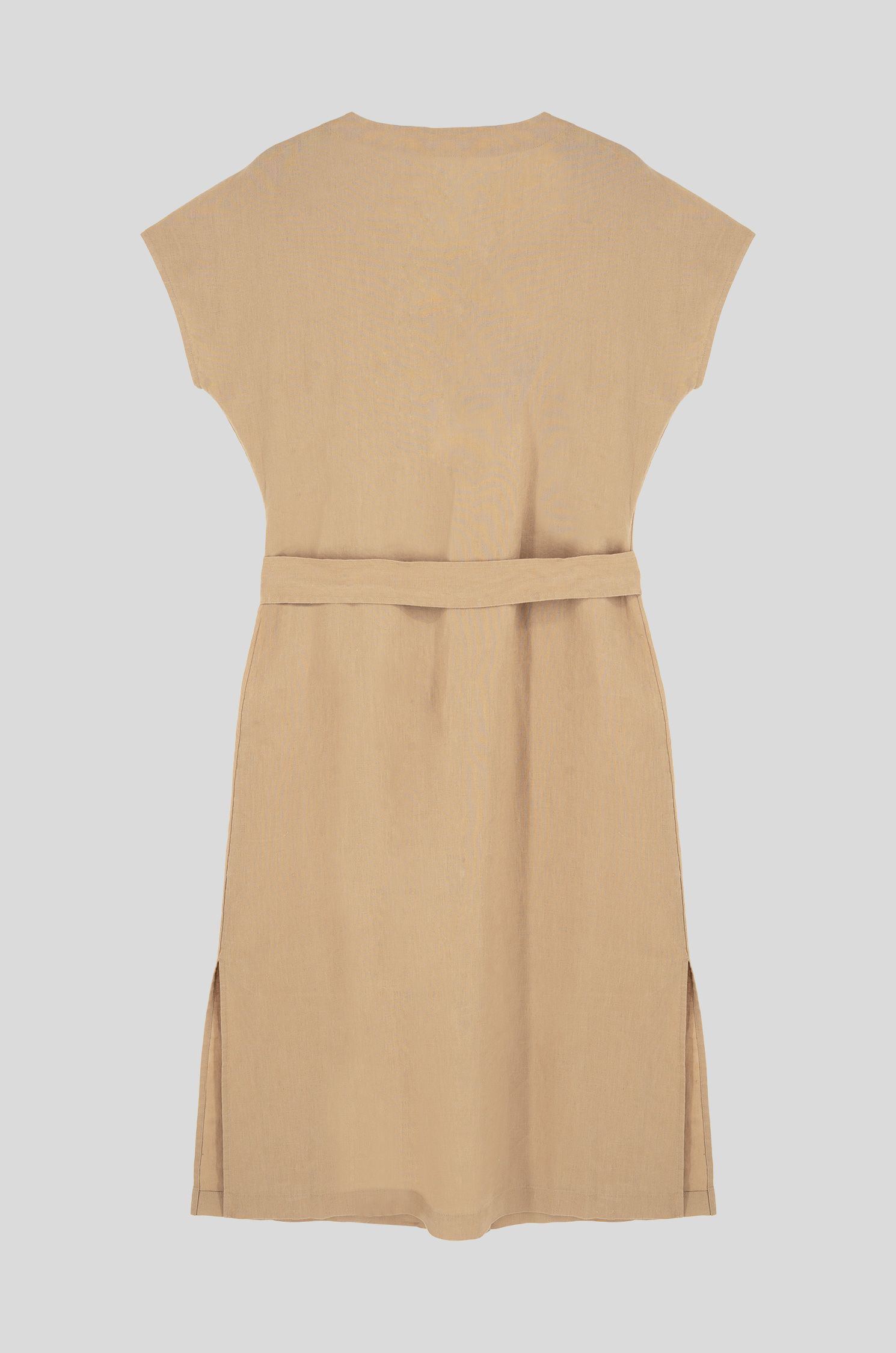 Lniana sukienka midi z paskiem Solar Obraz 4