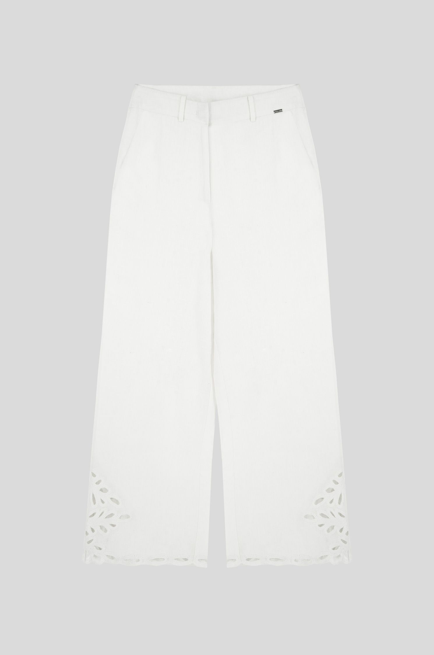 Lniane spodnie z ażurowym haftem Solar Obraz 3