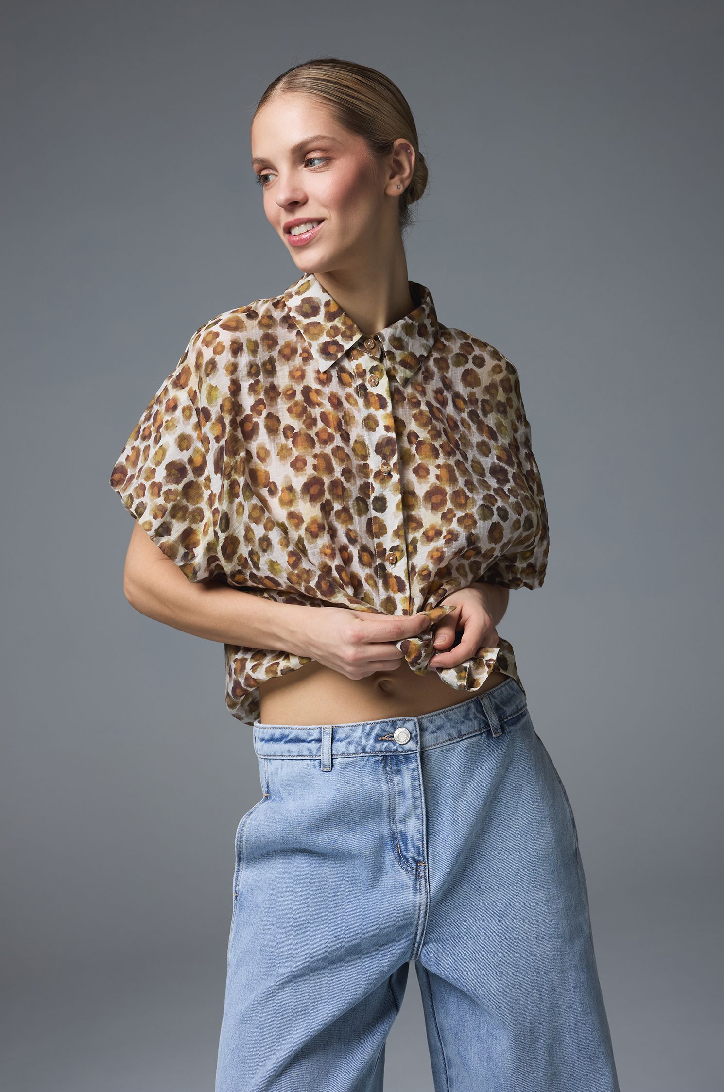 Pudełkowa koszula ze zwierzęcym printem Solar Obraz 1