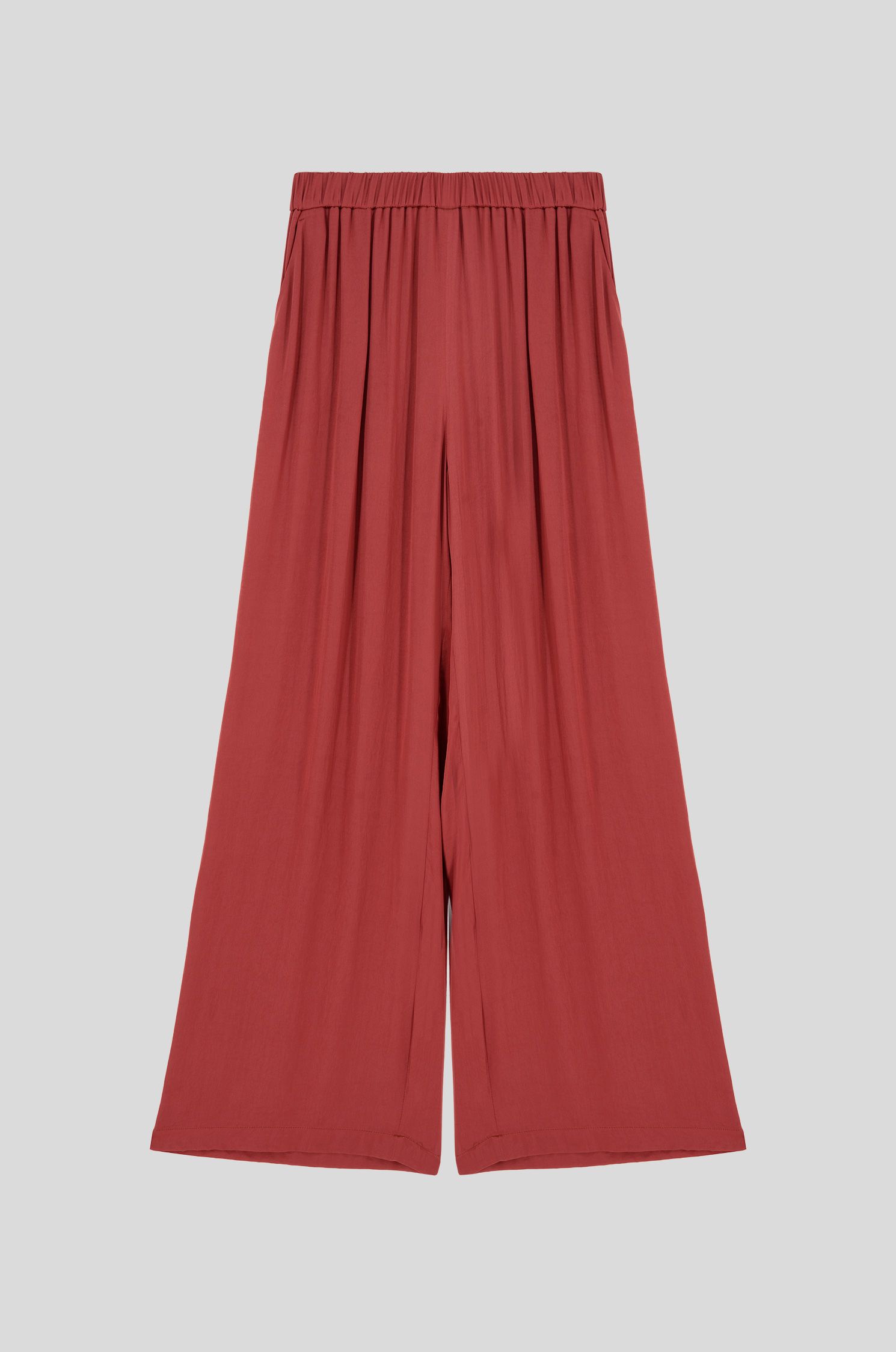 Satynowe spodnie wide leg Solar Obraz 4