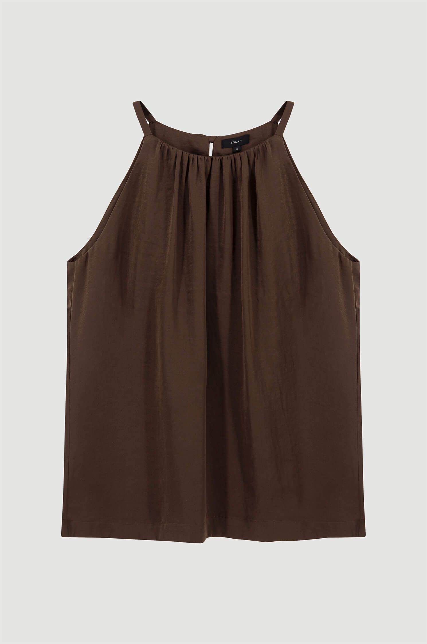 Brązowy top z dekoltem typu halter Solar Obraz 4