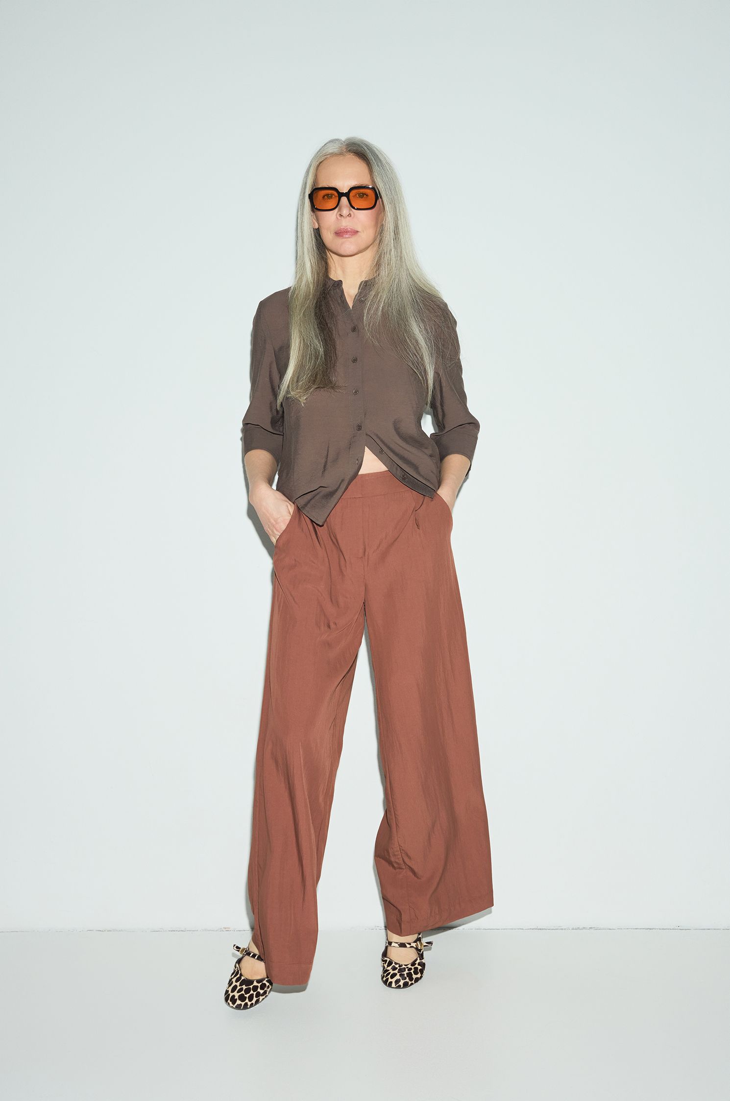 Spodnie w kolorze terakota Solar Obraz 1