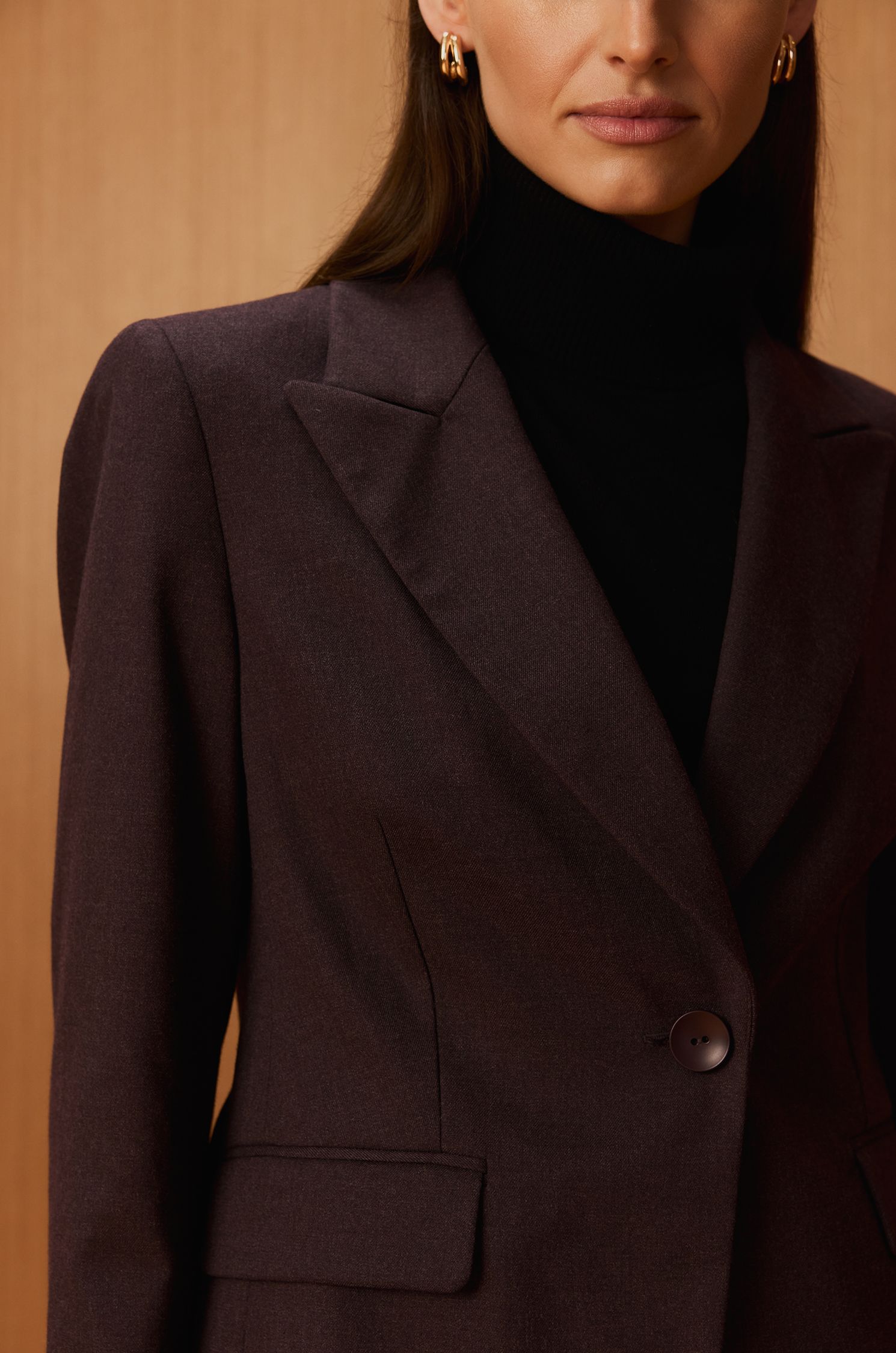 Fioletowa marynarka z wiskozą Solar Obraz 3