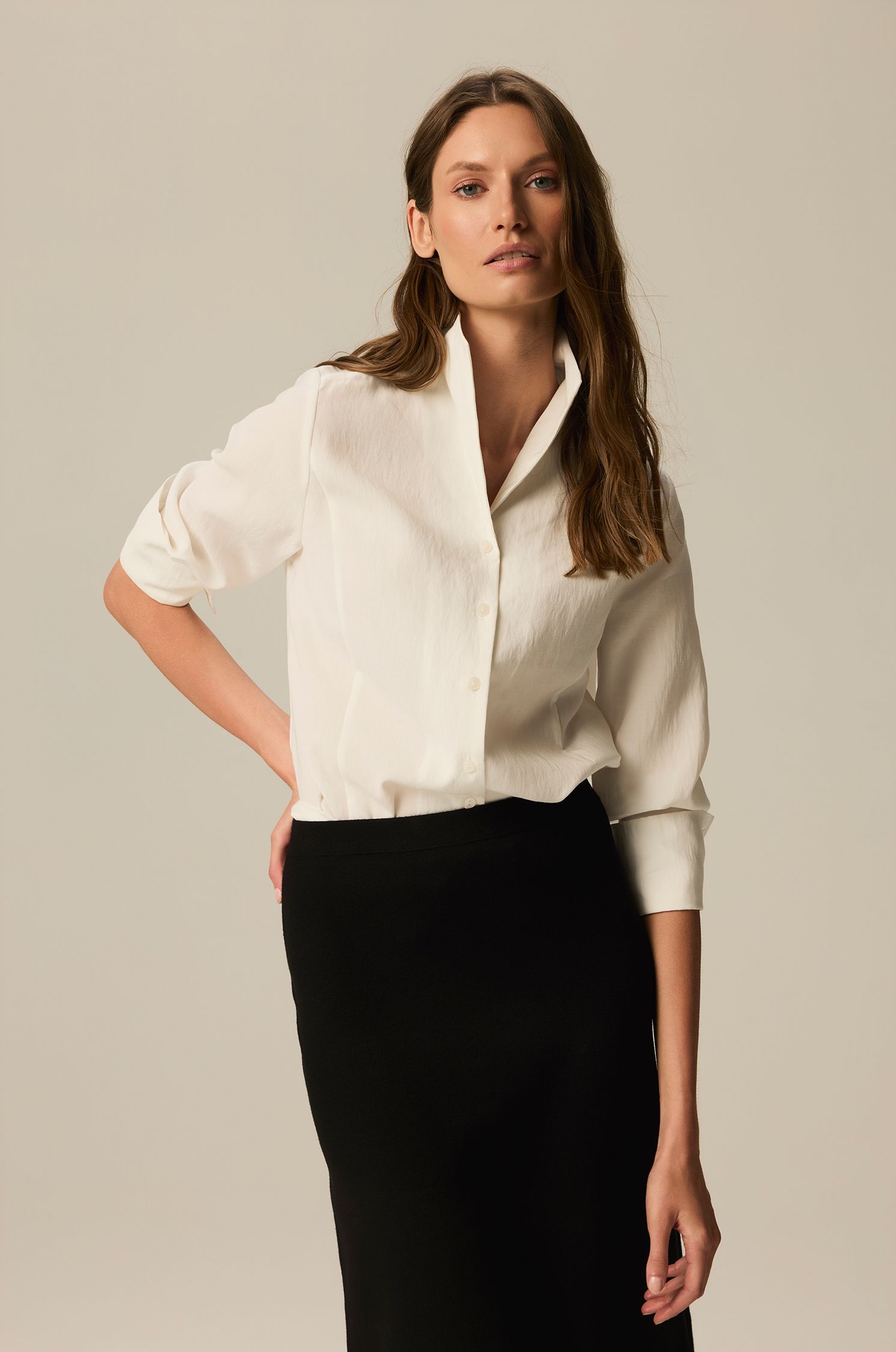 Koszula ecru z wiskozą Solar Obraz 1