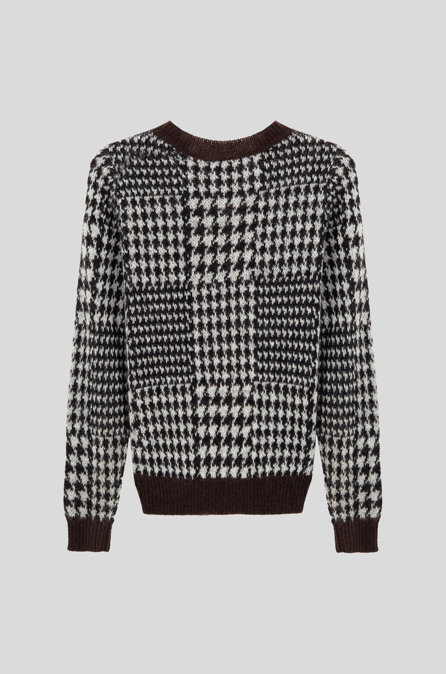 Sweter w pepitkę z wełną i moherem Solar Obraz 4