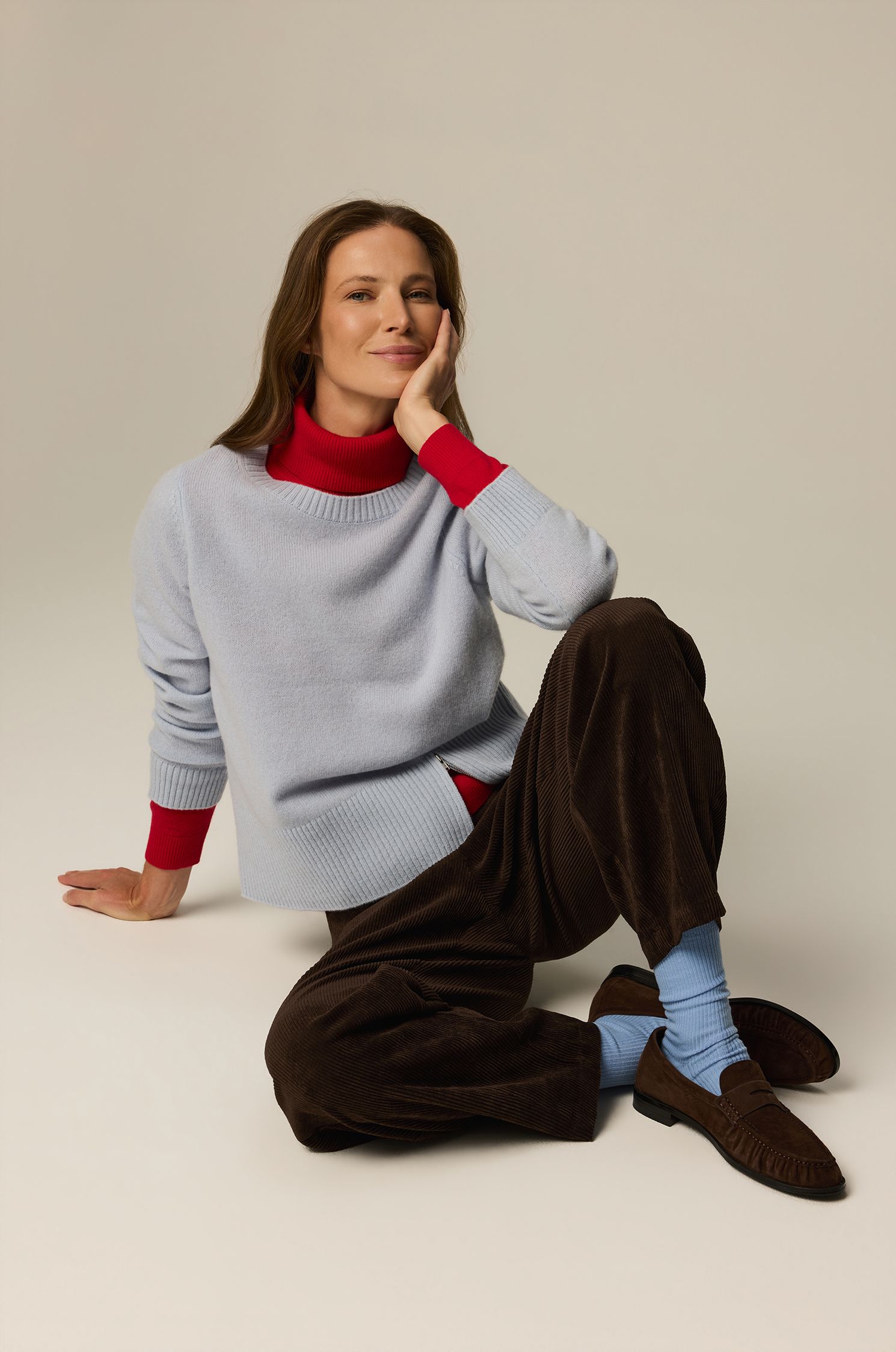 Błękitny sweter z wełny merino Solar Obraz 1