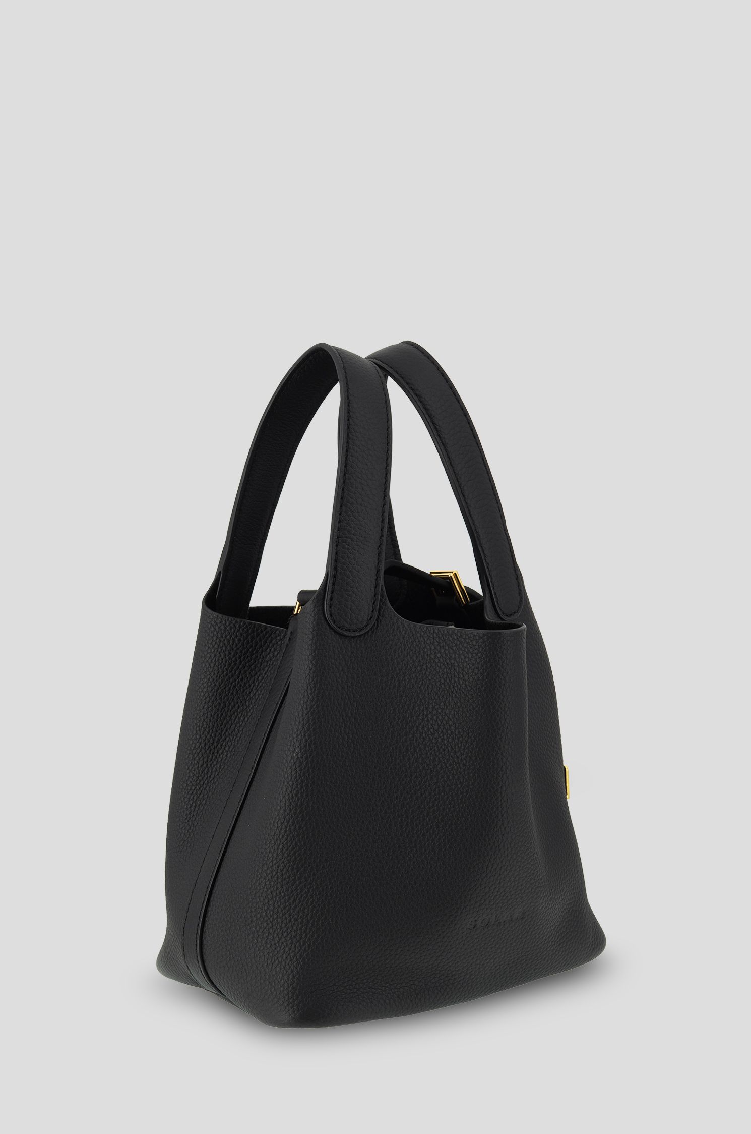 Czarna torebka ze skóry naturalnej typu bucket bag Solar Obraz 4
