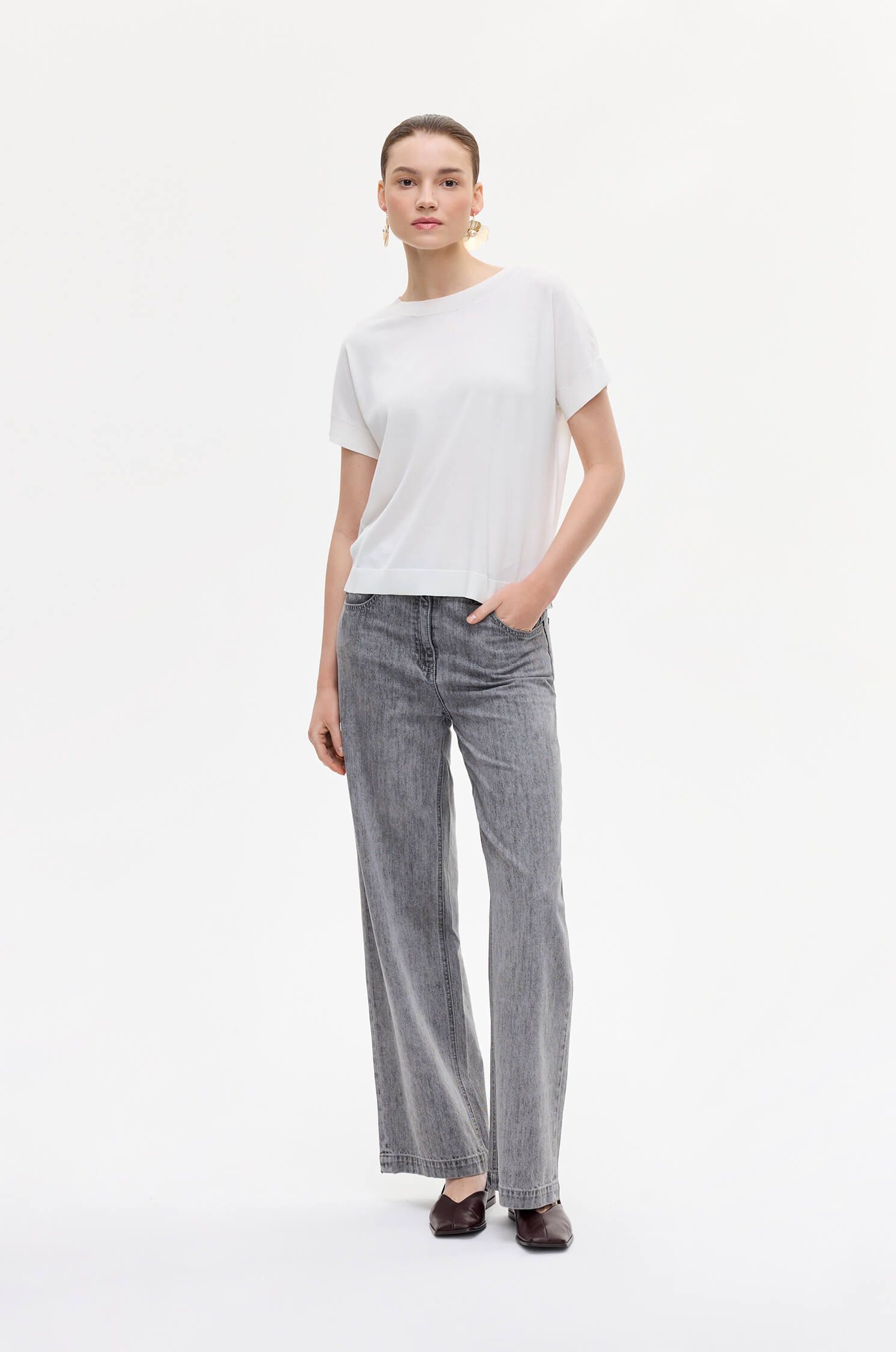 Dzianinowa bluzka z krótkim rękawem Solar Obraz 1