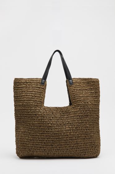 Brązowa pleciona torba typu shopper