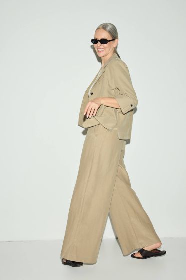 Spodnie z szeroką nogawką z domieszką wełny