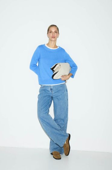 Bawełniany sweter z rękawem 3/4