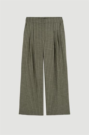 Spodnie khaki z szeroką nogawką w prążek