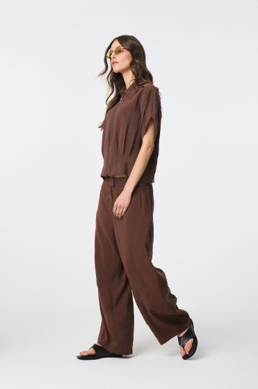 Brązowe spodnie balloon fit