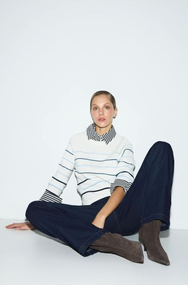 Bawełniany sweter z ozdobnym ściegiem