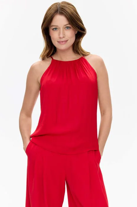 Satynowy czerwony top
