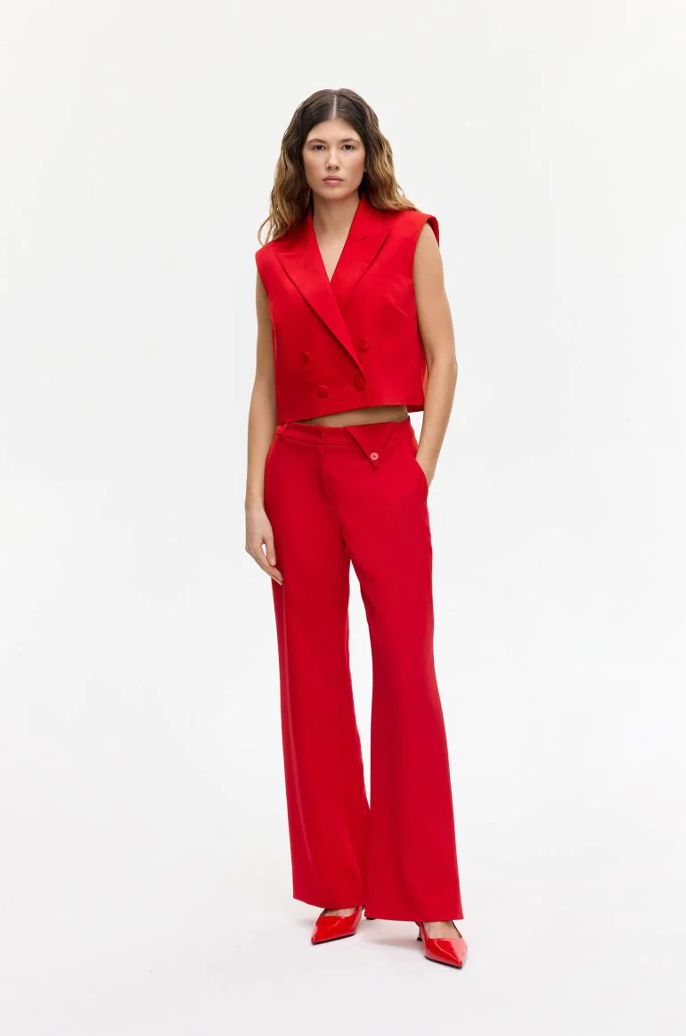 Czerwone spodnie typu wide leg