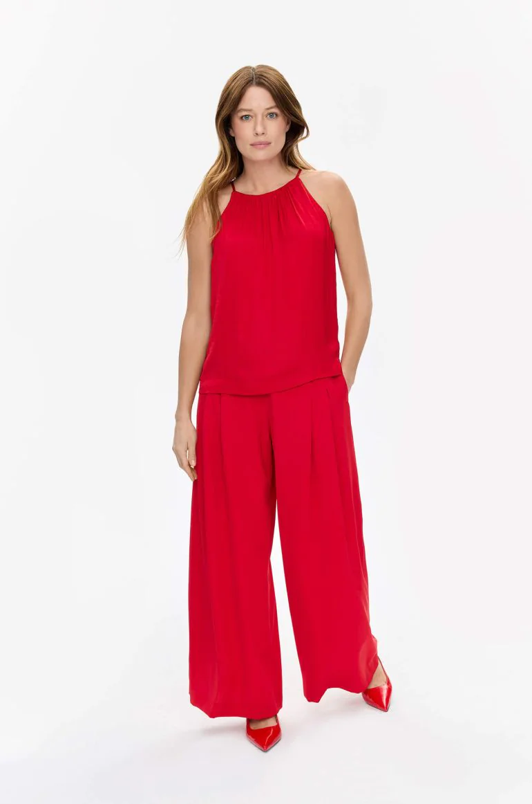 Satynowy czerwony top