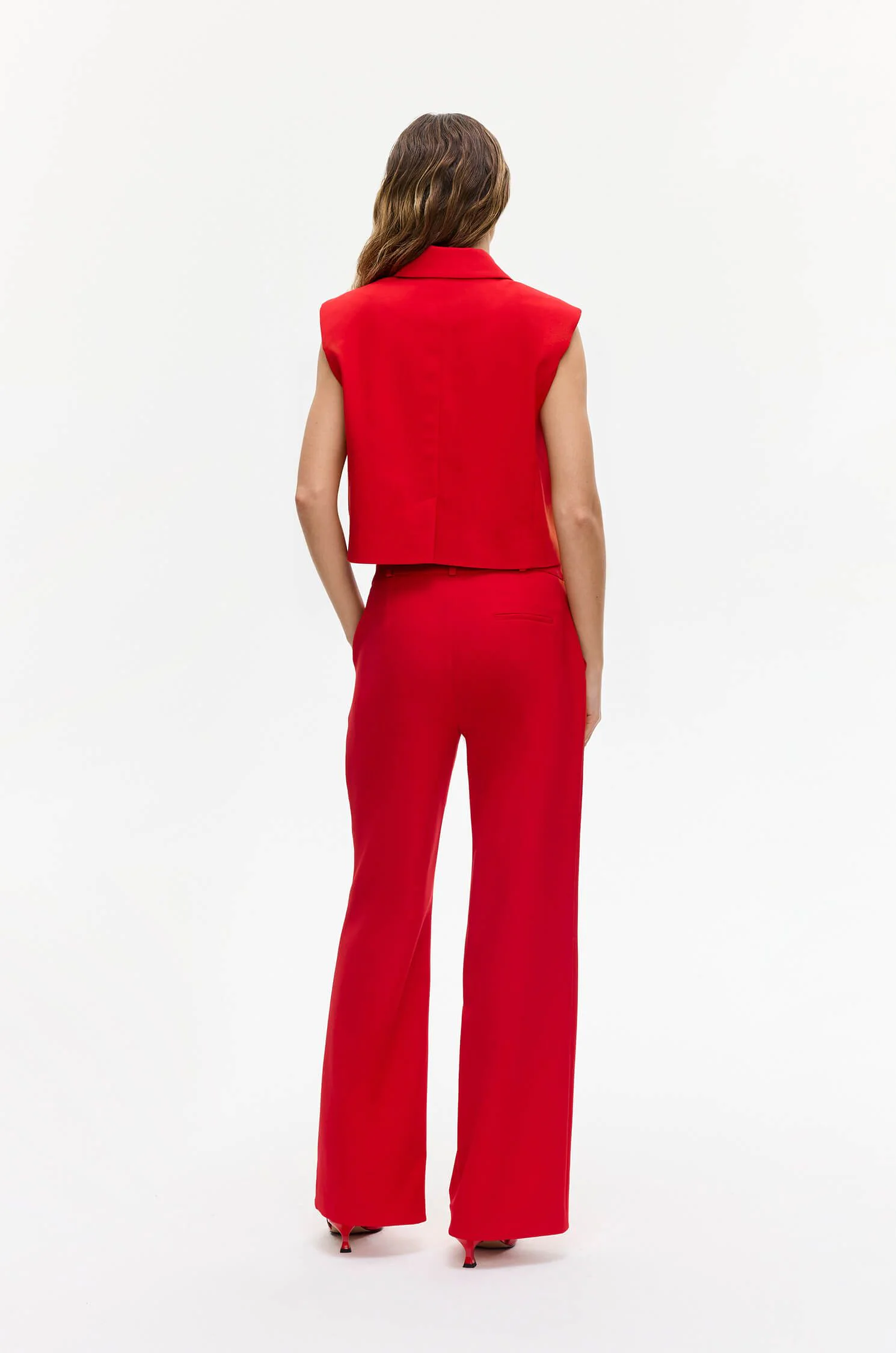 Czerwone spodnie typu wide leg Solar Obraz 4