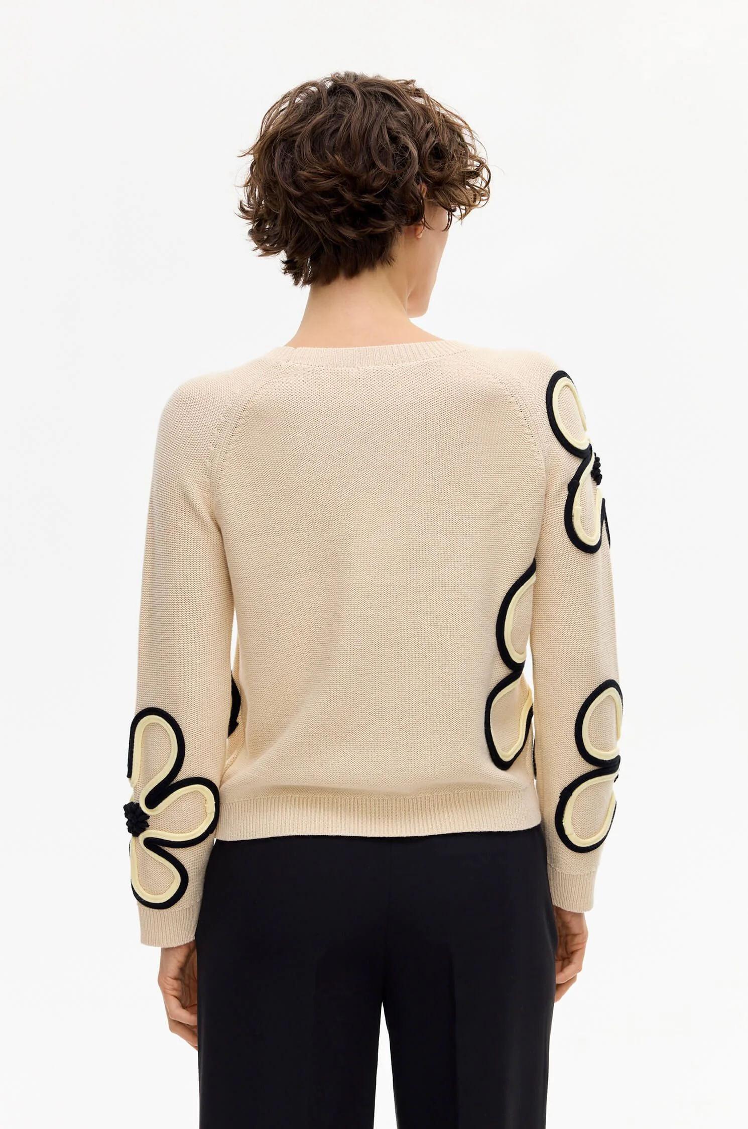 Beżowy sweter w kwiaty Solar Obraz 4