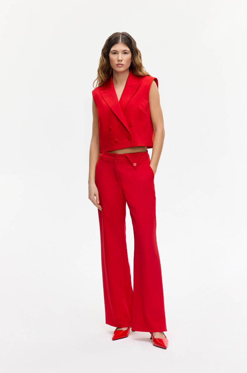 Czerwone spodnie typu wide leg