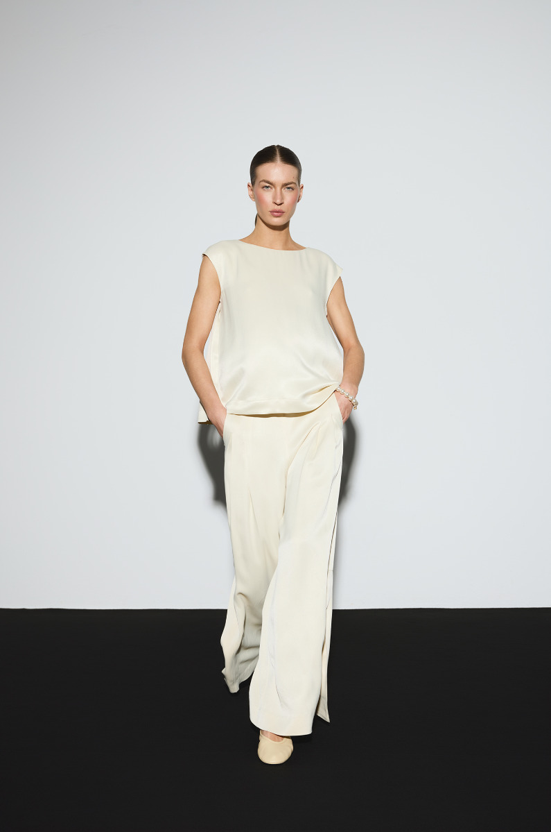 Wiskozowe spodnie ecru