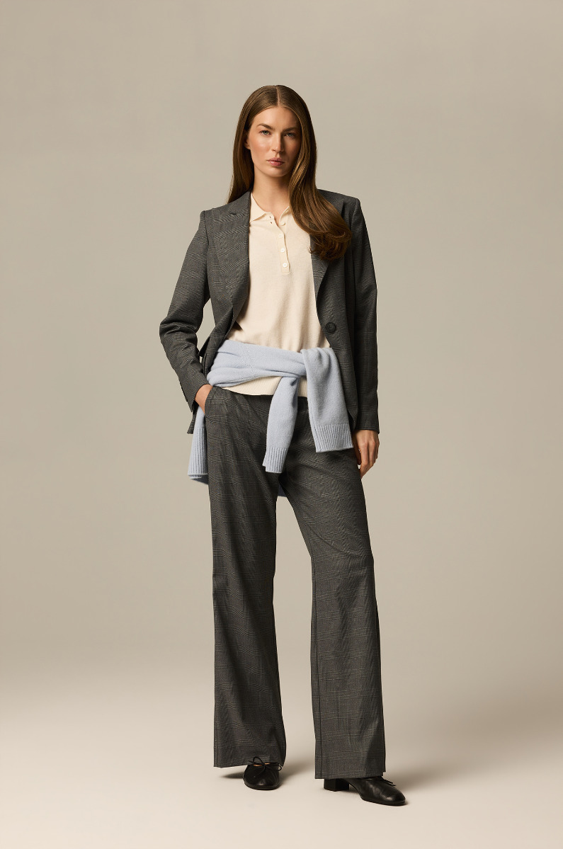 Marynarka w kratę z domieszką wiskozy