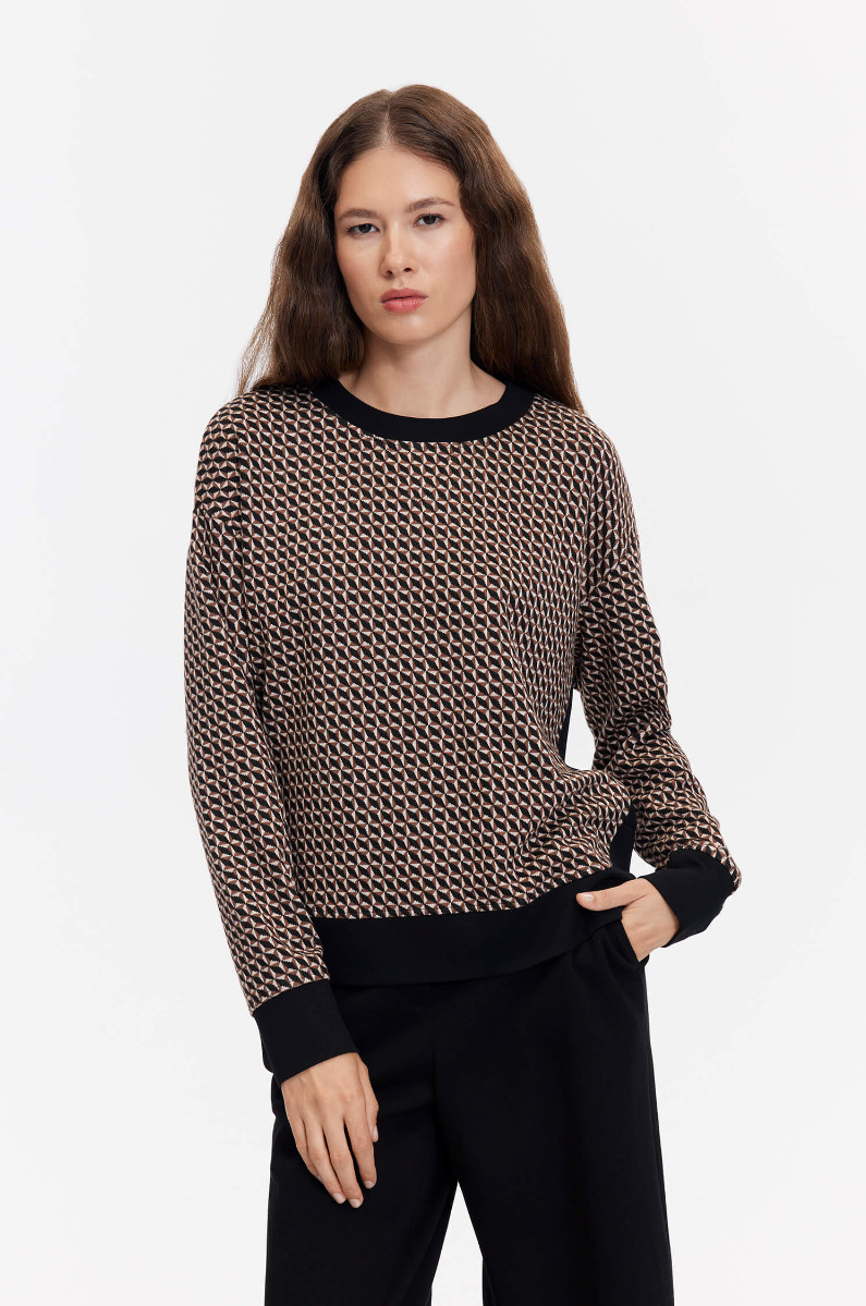 Dżersejowa bluza z geometrycznym wzorem